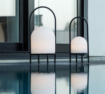 VENTURE HOME Tischlampe Colie | Tischlampe kabellos | Schwarz/Weiß | 26x53 cm 