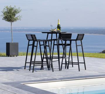 VENTURE HOME Mexico | Bartisch mit 4 Stühlen in Schwarz | Balkonset  