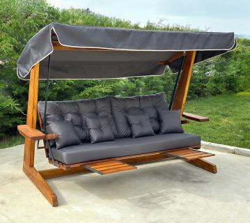 B-WARE Westmann Irokoholz Hollywoodschaukel Luna 2600 | Anthrazit | 139x260x195 cm 