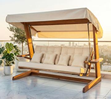 Westmann Irokoholz Hollywoodschaukel Luna 2600 | Beige | 139x260x195 cm 