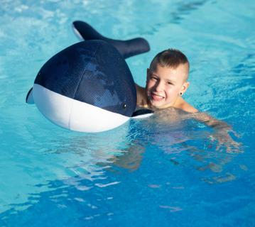 B-WARE Westmann Stoff Schwimmtier Wal | Blau | 50x104x30 cm 