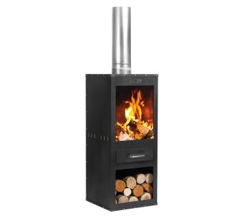 CookKing Stahl Terrassenofen Rosa | Schwarz | 40x40x150 cm 