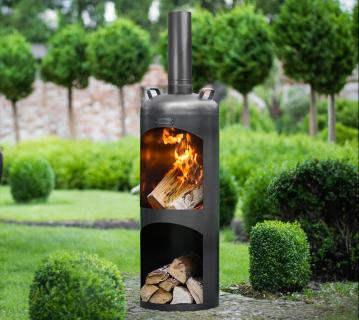 CookKing Stahl Terrassenofen Faro | Schwarz | 40x40x158 cm 