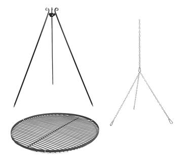 CookKing Stahl Schwenkgrill mit Grillzubehör | Dreibein Grill inkl. Stahl Grillrost Ø 50 cm | 