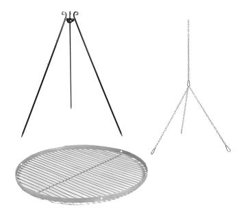 CookKing Stahl Schwenkgrill mit Grillzubehör | Dreibein Grill inkl. Edelstahl Grillrost Ø 70 cm 