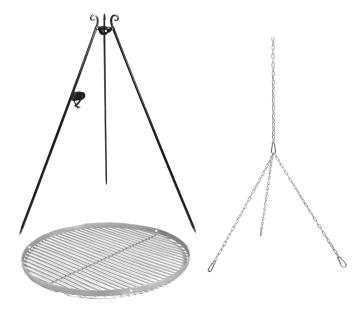 CookKing Stahl Schwenkgrill mit Kurbel & Grillzubehör | Dreibein Grill inkl. Stahl Grillrost Ø 70 cm 