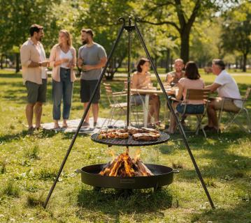 CookKing Schwenkgrill Set Tunis 1 | mit Feuerschale, Dreibein und Grillrost 