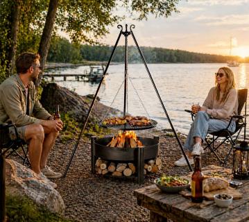 CookKing Schwenkgrill Set Montana 1 | mit Feuerschale, Dreibein und Grillrost 