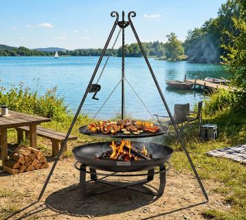 CookKing Schwenkgrill Set Viking 5 | mit Feuerschale, Dreibein und Grillrost 