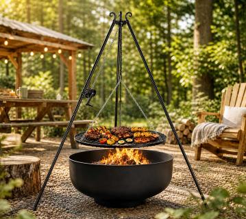 CookKing Schwenkgrill Set Palermo 1 | mit Feuerschale, Dreibein und Grillrost 