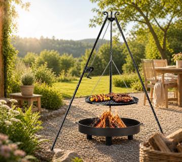CookKing Schwenkgrill Set Tunis 2 | mit Feuerschale, Dreibein und Grillrost 
