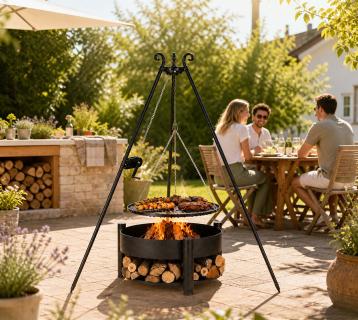 CookKing Schwenkgrill Set Montana 3 | mit Feuerschale, Dreibein und Grillrost 
