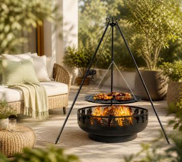 CookKing Schwenkgrill Set Toronto1 | mit Feuerschale, Dreibein und Grillrost 