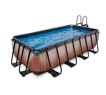 Exit Stahlrahmen Aufstellpool Wood braun 400x200x100 cm Inkl. Filterpumpe