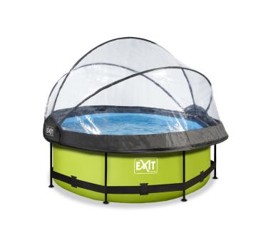 Exit Stahlrahmen Aufstellpool Lime grün Ø244x76 cm Inkl. Filterpumpe, Sonnendach