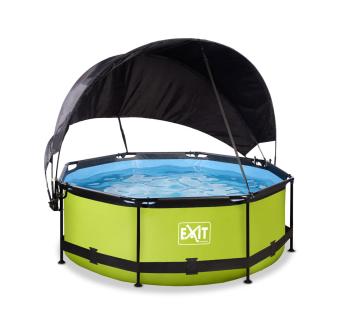 Exit Stahlrahmen Aufstellpool Lime grün Ø244x76 cm Inkl. Filterpumpe, Sonnenschutz