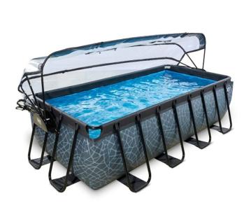 Exit Aufstellpool Framepool | Grau | 400x200cmx100 cm 
