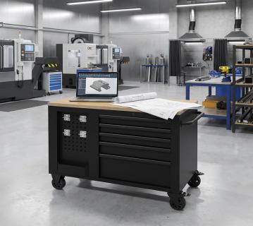 FEISTOS EOS Blackline Hektor | mobile Werkbank mit Schubladen | Schwarz 