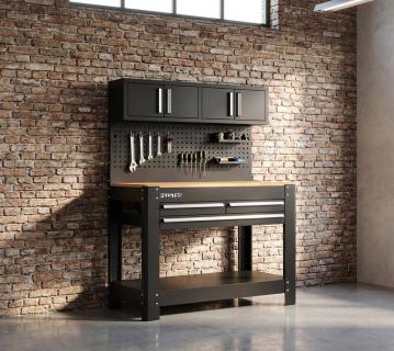 Feistos Werkbank Monos 2 | Metall Werkstattschrank Schwarz 