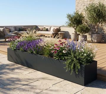 Herstera Garden Cube 50 L Plus | Outdoor Pflanzkübel rechteckig | 2er-Set | 300x50x50 cm 