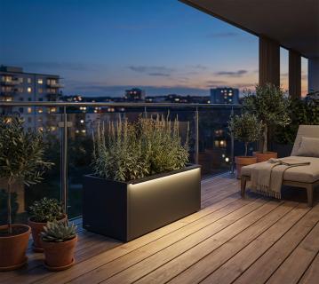 Herstera Garden Cube 50 M Plus | Outdoor Pflanzkübel rechteckig | mit LED | 100x50x50 cm 