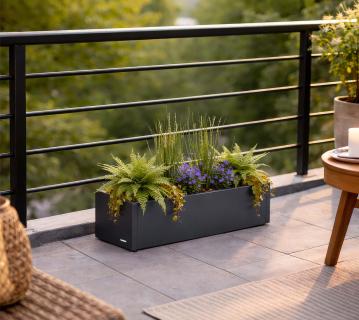 Herstera Garden Cube Balcony L | Metall Blumenkasten rechteckig | Anthrazit | 80x25x25 cm 