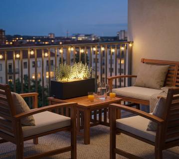 Herstera Garden Cube Balcony M Plus | Metall Blumenkasten mit LED | 60x25x25 cm 