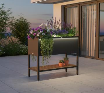 Herstera Garden Metall Deco Hochbeet | inkl. Beleuchtung | Anthrazit | 100x40x80 cm 