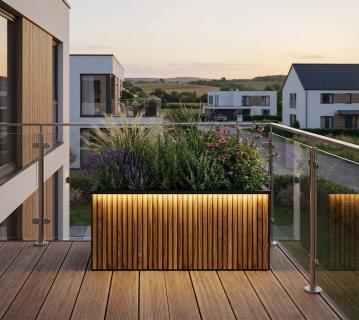 Herstera Garden Deco Planter 50 L Plus | Pflanzkübel rechteckig mit LED | 250 L 