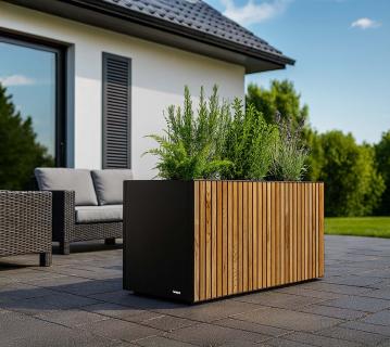 Herstera Garden Deco Planter 50 L | rechteckiger Pflanzkübel Outdoor | 50x100x50 cm 