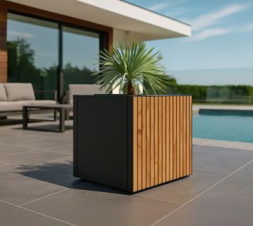 Herstera Garden Deco Planter Cube S | Pflanzkübel quadratisch | Anthrazit | 50x50x50 cm 