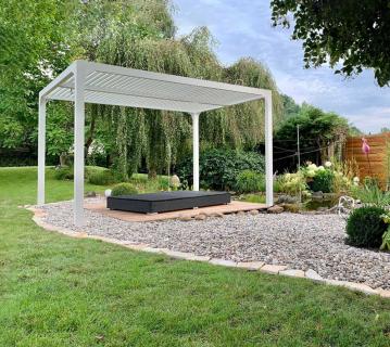 B-WARE Paragon Outdoor Metall Pergola Novara 1012 | Weiß | 360x300x231 cm 