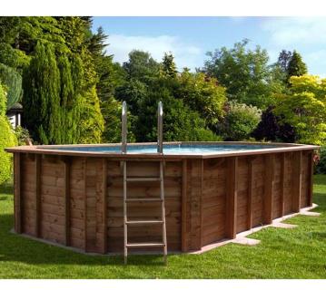 Interline Summer Holz Schwimmbad Bali Set 3 | Blau | 580x350x136 cm Inkl. Sommerabdeckung