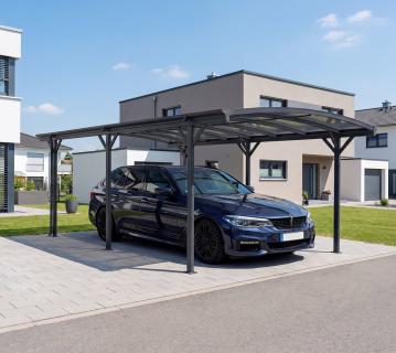 Westmann Aluminium Runddach Carport Stockholm | Anthrazit | 576x300x220 cm 