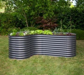 Westmann Grow Faster L | Metall Hochbeet L-Form | Wellblech in Anthrazit 
