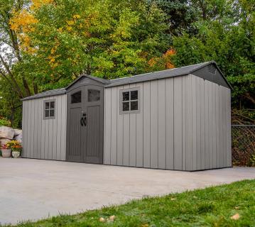 Lifetime Polaris | Kunststoff Gartenhaus mit Boden | Grau | 2,1x5,7 m 