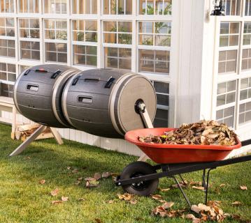 Lifetime Kunststoff Trommelkomposter Fass | 2er Komposter | 380 L | 79x160x110 cm 