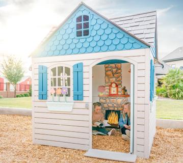 Lifetime Kunststoff Kinder Spielhaus Flipper | Lichtgrau/Blau | 186x186x215 cm 