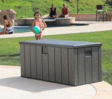 Lifetime Kunststoff Gartenbox 570 L | Auflagenbox & Gartentruhe | Dunkelgrau | 72x151x69 cm 