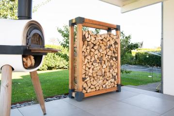 B-WARE Westmann Lärchenholz Kaminholzregal Michel 3 | Außenbereich | Natur | 138x40x180 cm 