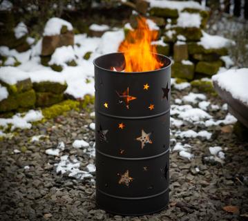 Westmann Stahl Feuerstelle Feuertonne | Schwarz | 36x36x65 cm 