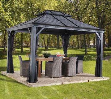Sojag Mykonos 1014 | Pavillon mit festem Dach | mit Moskitonetz | 3x4 m 