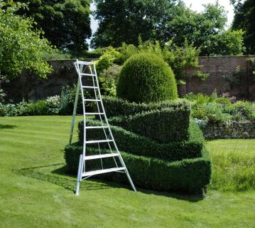 Niwaki Aluminium 3-Holm-Gartenleiter höhenverstellbar | Silber | 227x140x301 cm 