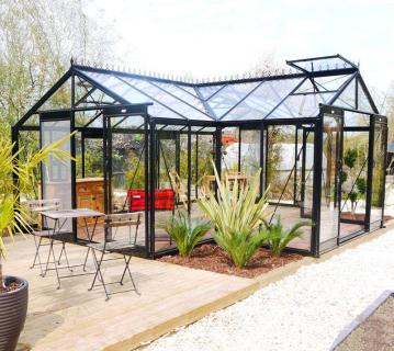 ACD Glas Gewächshaus Sophie | Schwarz | 451x593x259 cm 