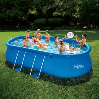 B-WARE Summer Waves Quick Up Pool | aufblasbarer Pool oval | inkl. Zubehör | Blau | 549x305x107 cm 