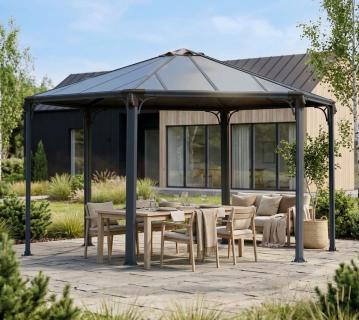 Palram - Canopia Aluminium Pavillon Monaco 6-eckig | Anthrazit | 390x450 cm 