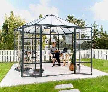 Palram - Canopia Aluminium Gewächshaus Oasis | Anthrazit | Ø 363 cm 