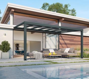Palram - Canopia Aluminium Terrassenüberdachung Stockholm | Anthrazit | 341x515x324 cm 