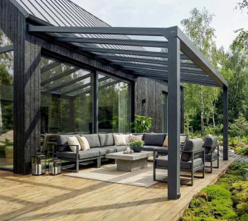 Palram - Canopia Aluminium Terrassenüberdachung Stockholm | Anthrazit | 341x588x324 cm 