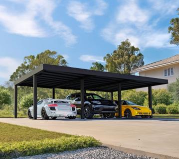 Palram - Canopia Oslo 2030 | Alu Carport für 3 Autos | Flachdach | Schwarz | 6x9 m 